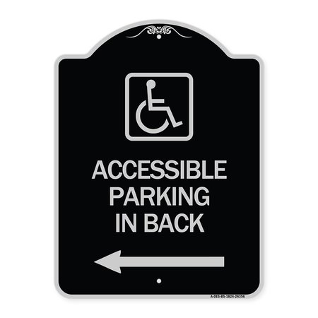 SIGNMISSION Accessible Parking on Left Arrow W/ Graphic Heavy-Gauge Aluminum Sign, 24" x 18", BS-1824-24356 A-DES-BS-1824-24356